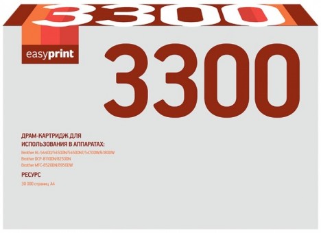 Фотобарабан EasyPrint DR-3300 для принтеров Brother HL-5440D, HL-5450DN, HL-5470DW, HL-6180DW, DCP-8250DN, MFC-8520DN, MFC-8950DW, черный, 30000 страниц