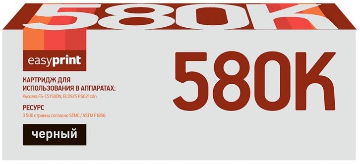 Лазерный картридж EasyPrint TK-580K для принтеров Kyocera FS-C5150DN, ECOSYS P6021cdn, черный, 3500 страниц
