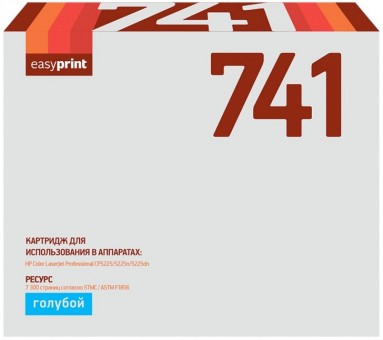 Лазерный картридж EasyPrint CE741A для принтеров HP Color LaserJet Professional CP5225, CP5225n, CP5225dn, голубой, 7300 страниц