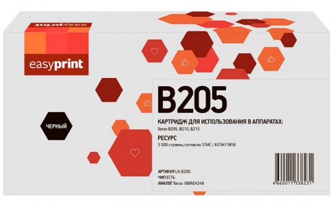 Лазерный картридж EasyPrint 106R04348 для принтеров Xerox B205, B210, B215, черный, 3000 страниц