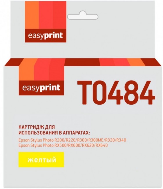 Струйный картридж EasyPrint C13T04844010 для принтеров Epson Stylus Photo R200, R220, R300, R320, R340, RX500, RX600, RX620, RX640, желтый, 430 страниц
