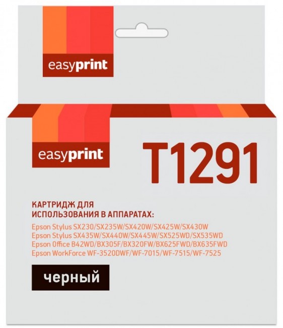Струйный картридж EasyPrint C13T12914011 для принтеров Epson Stylus SX420W, SX425W, SX525WD, Office B42WD, BX305F, BX320FW, BX625FWD, черный, 435 страниц