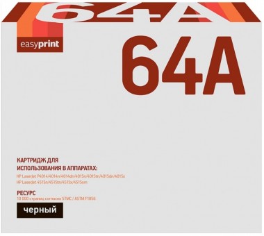 Лазерный картридж EasyPrint CC364A для принтеров HP LaserJet 4014n, 4014dn, 4015n, 4015tn, 4015dn, 4015x, 4515n, 4515x, 4515xm, P4014, черный, 10000 страниц