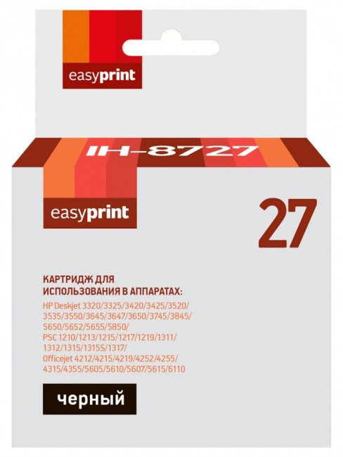Струйный картридж EasyPrint C8727AE для принтеров HP Deskjet 3320, 3325, 3420, 3425, 3520, 5615, 6110, PSC 1210, черный, 280 страниц